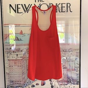 Wilfred silk orange|beige racer back tank with pocket size XS